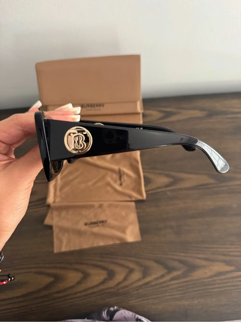 Burberry Black Oversized Square Sunglasses with Dark Lenses